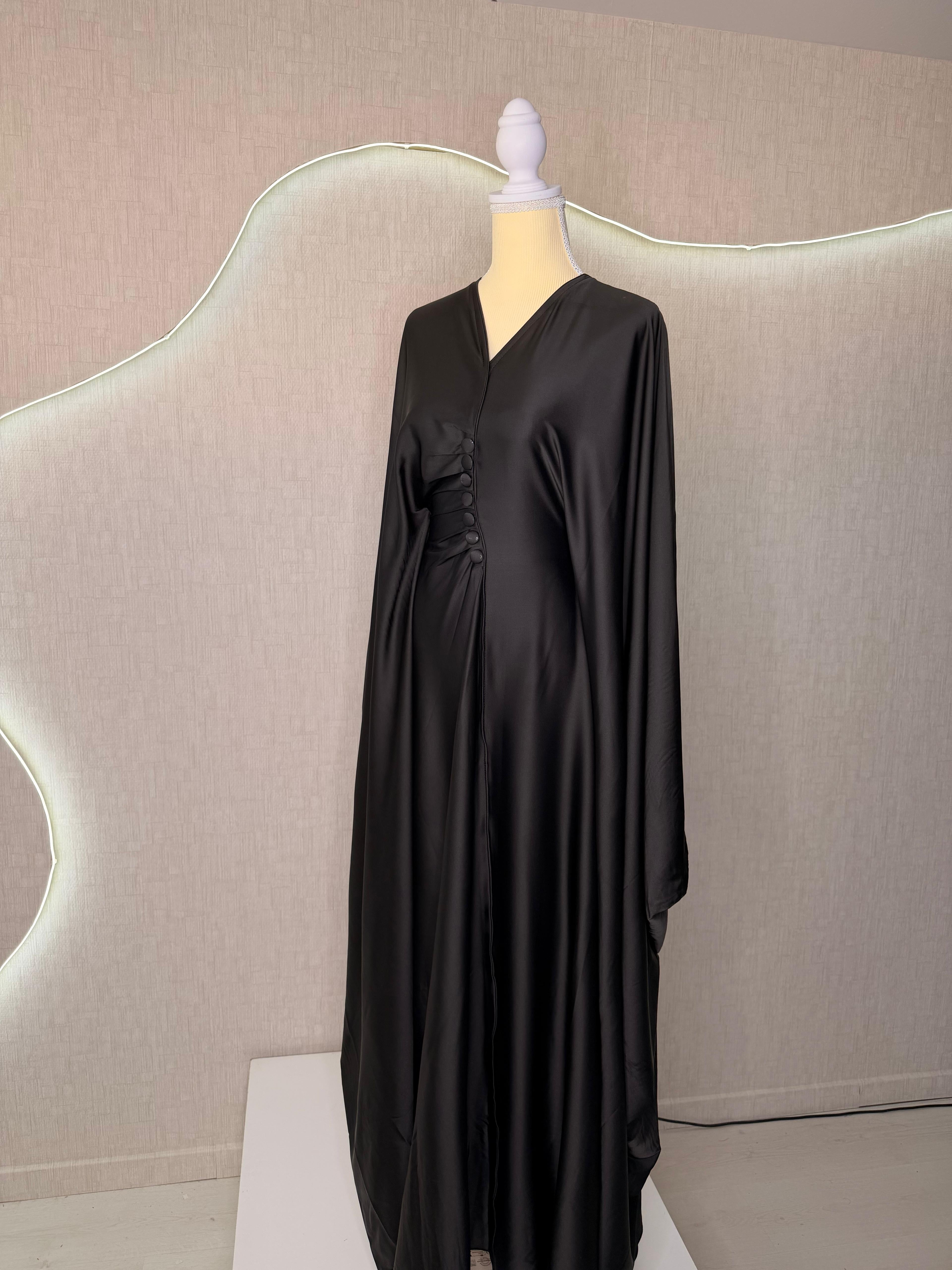 Abaya satin noir