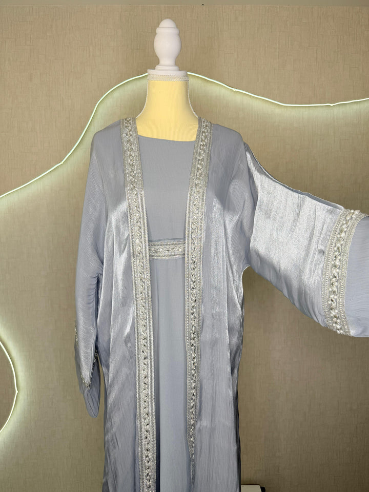 Abaya grise perlée