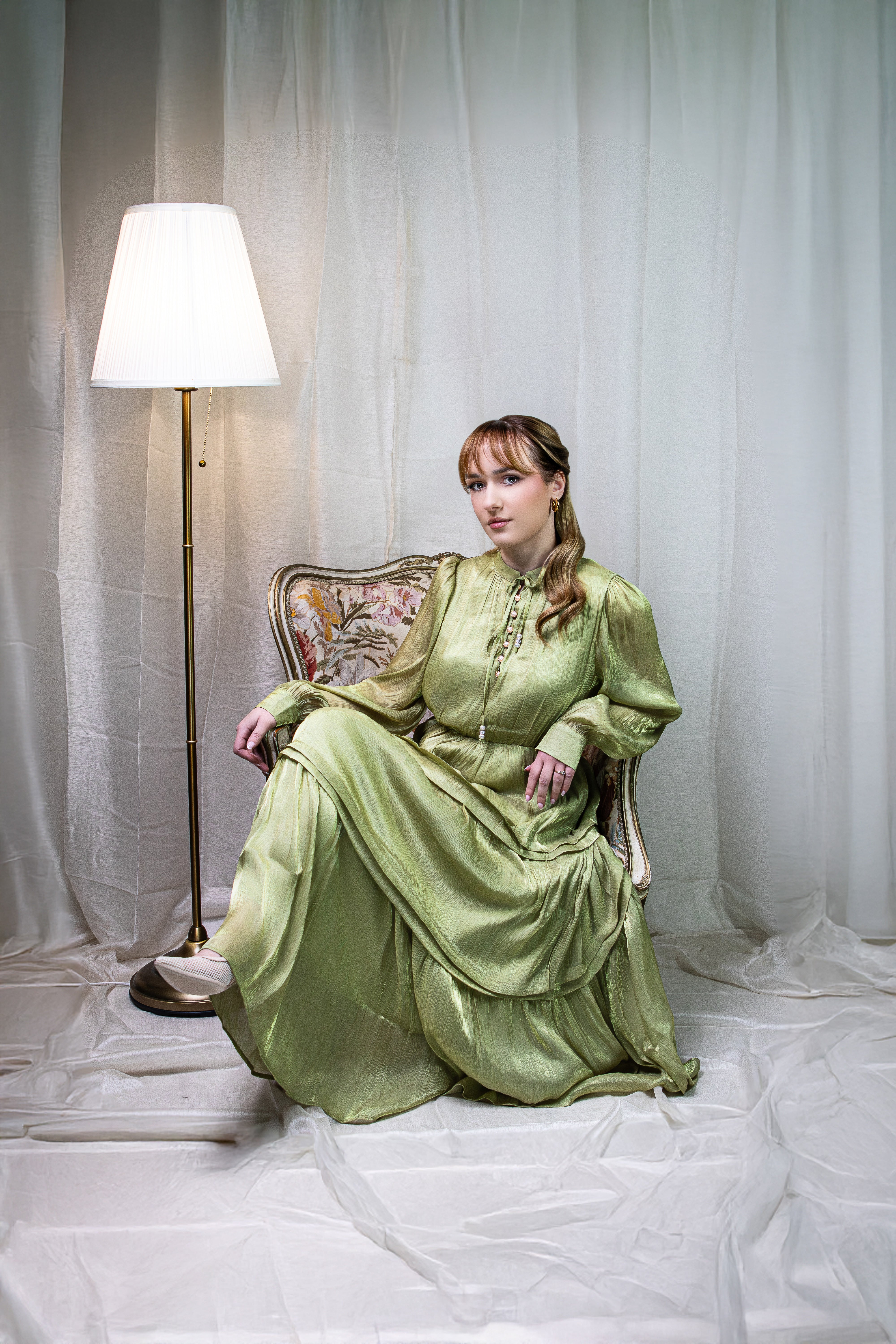 Robe longue fluide vert sauge