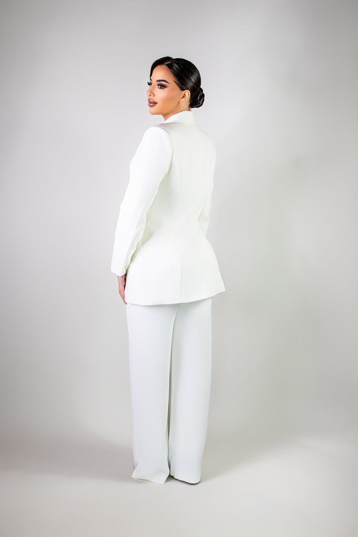 Blazer blanc écru bouton perle