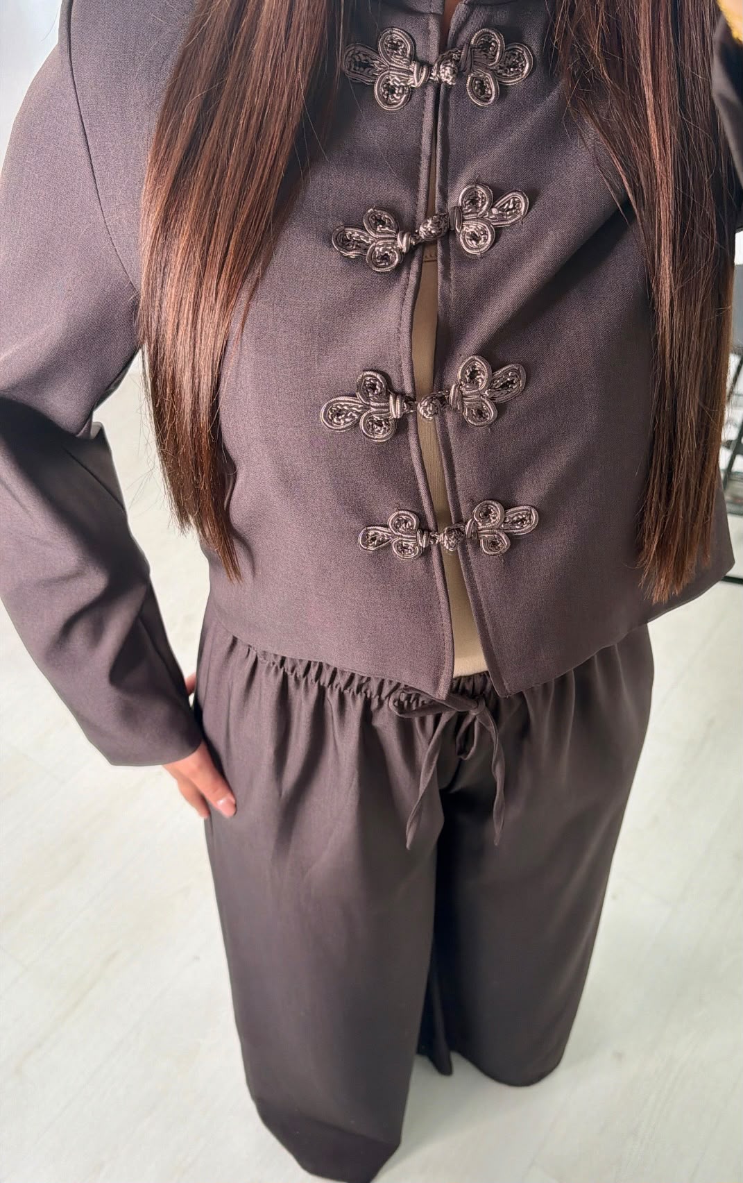 Ensemble bouton brodé